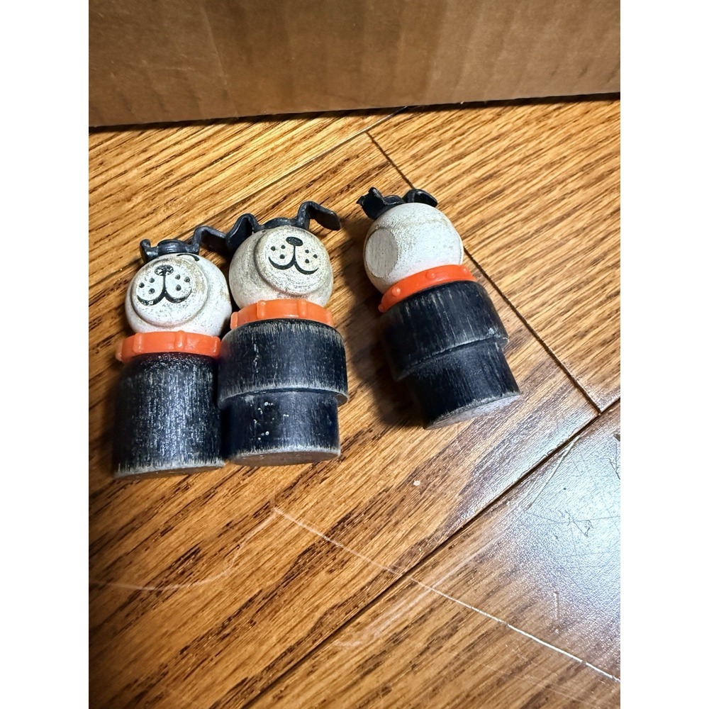 Fisher Price Little People Dog Black White Red Collar Vintage Wood Wooden - Picture 5 of 6